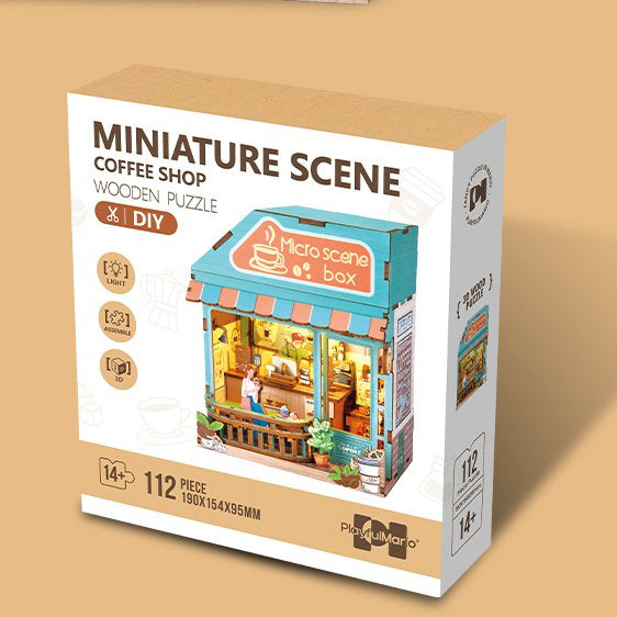 DIY Miniature Scene 3D Coffeeshop met LED- verlichting- MDF