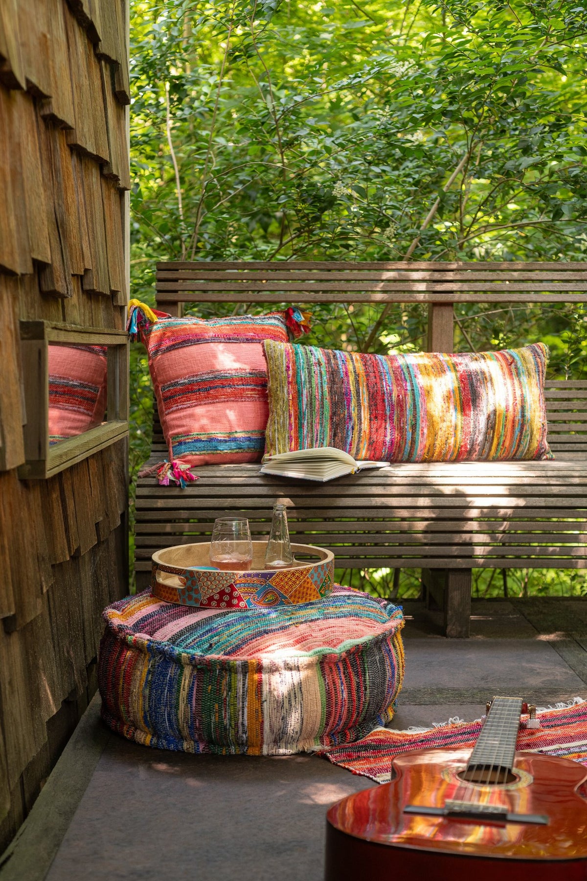 J-Line Kussen Chindi Kwast Katoen/Polyester Roze