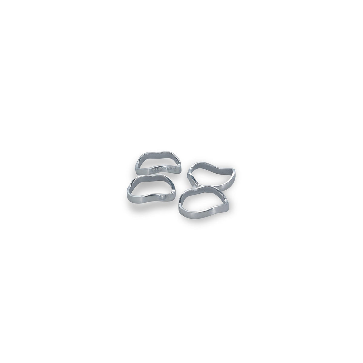 Servetring 4,5cm organisch zilveren bedel - Set van 4