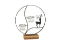 J-Line theelichthouder Rond - hout - zwart/naturel