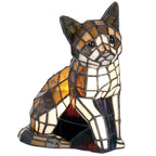 Tiffany Tafellamp Kat 21x11x25 cm Bruin Wit Glas Tiffany Lampen