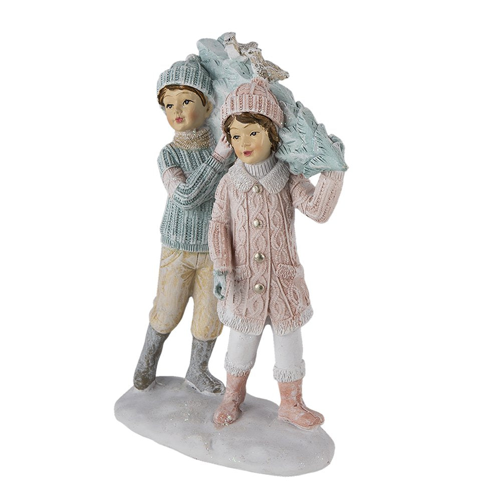 Beeld Kinderen 15 cm Groen Roze Kunststof