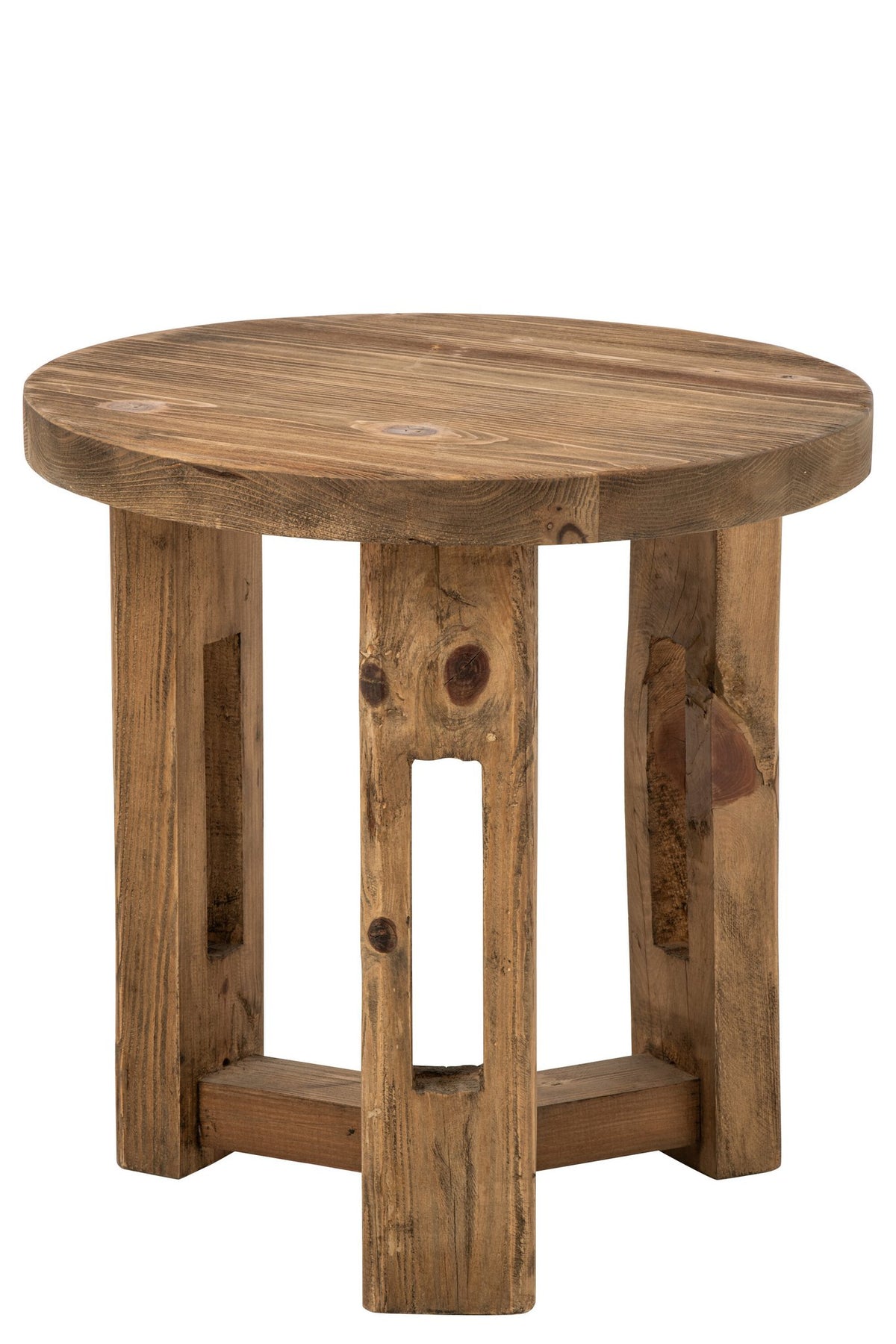 J-Line Ronde bijzettafel - gerecycled hout - bruin