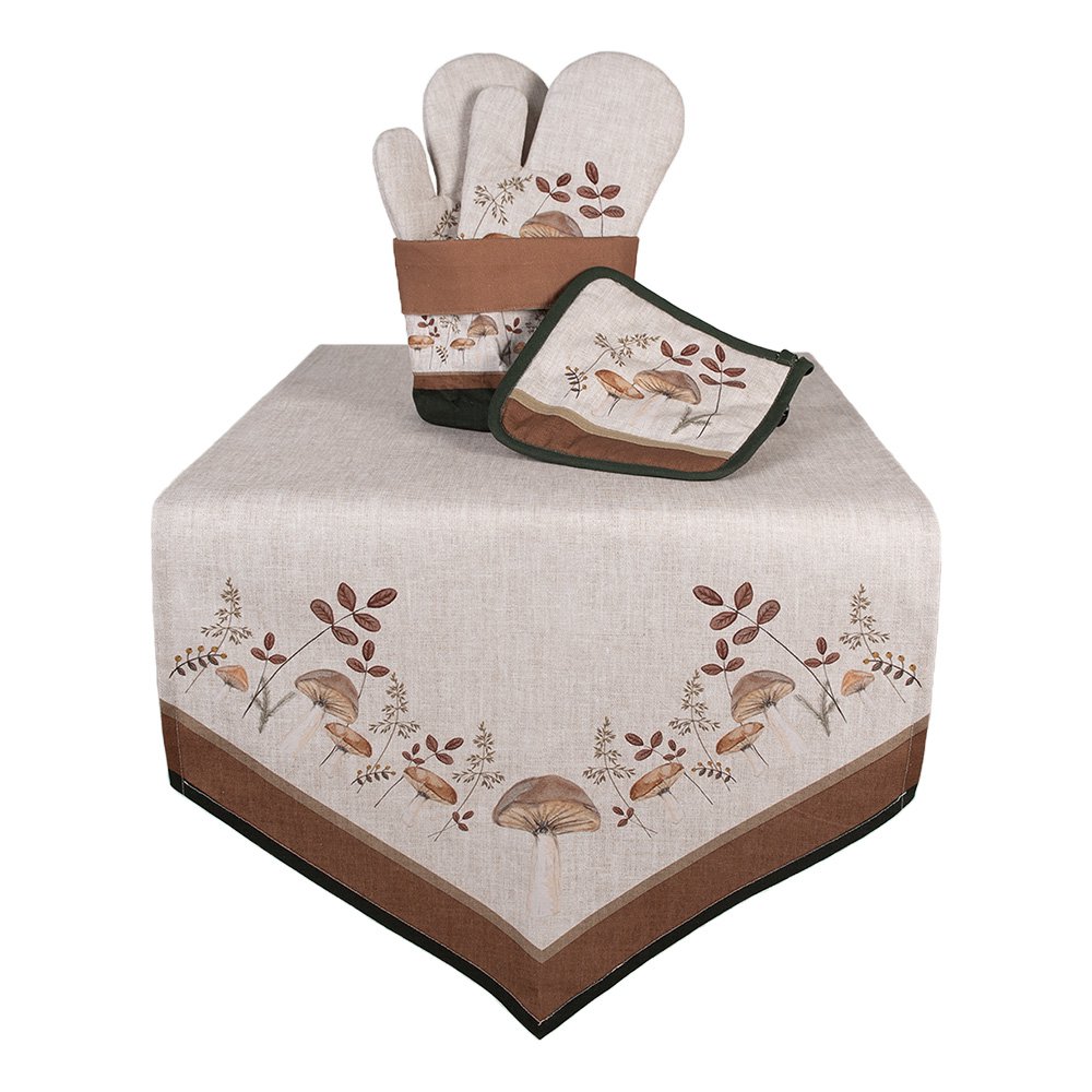 Broodmand Ø 15x16 cm Beige Katoen Paddenstoelen