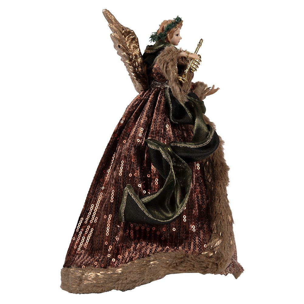 Kerstdecoratie Engel 16x10x28 cm Bruin Kunststof Kerstboomversiering