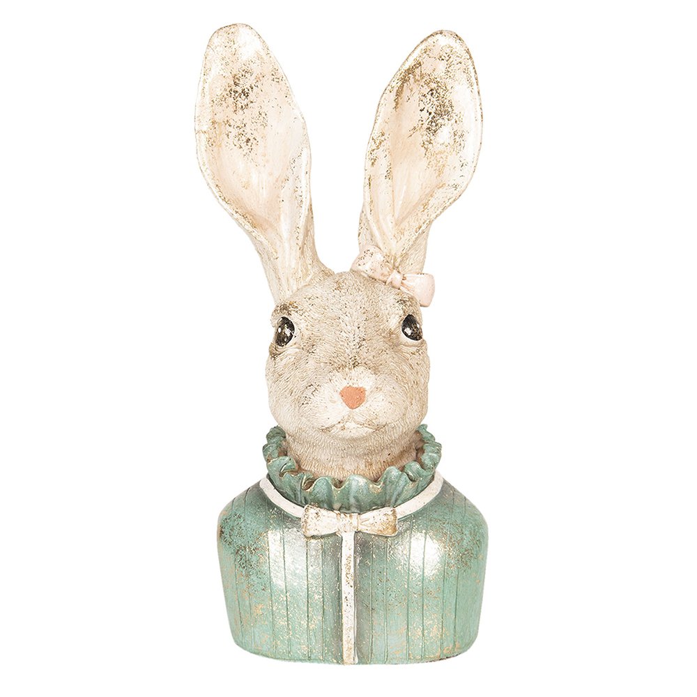 Beeld Konijn 17 cm Beige Groen Polyresin