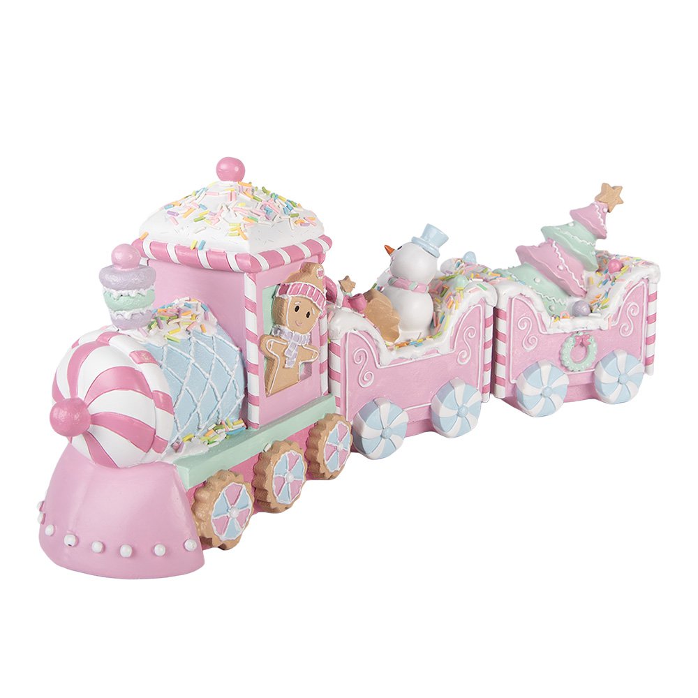 Kerstdecoratie Beeld Trein 45x12x19 cm Roze Kunststof