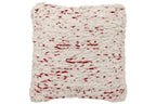J-Line kussen Gebreeën - polyester - wit/rood