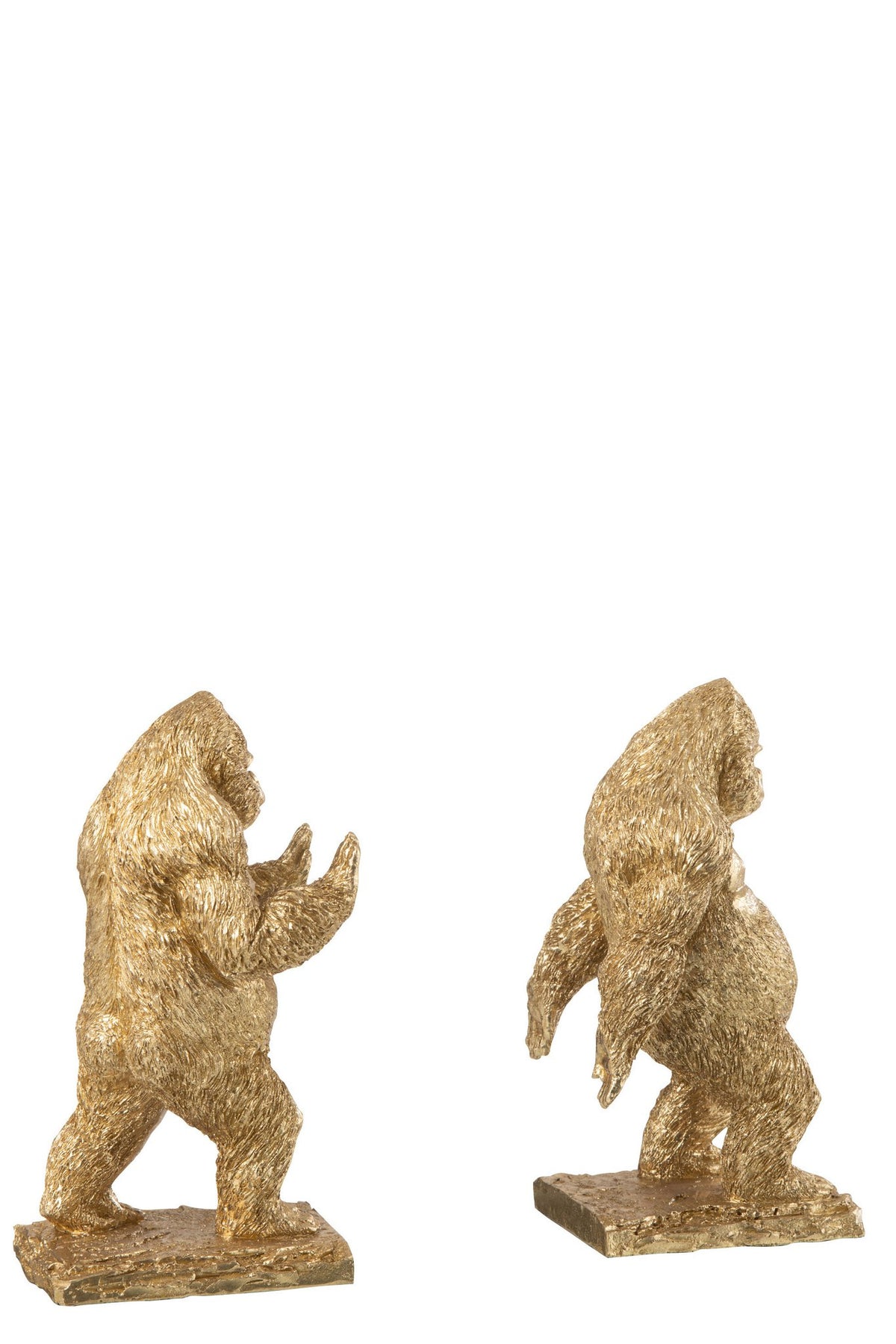 J-Line boekensteun Gorilla - polyresin - goud - 2 stuks