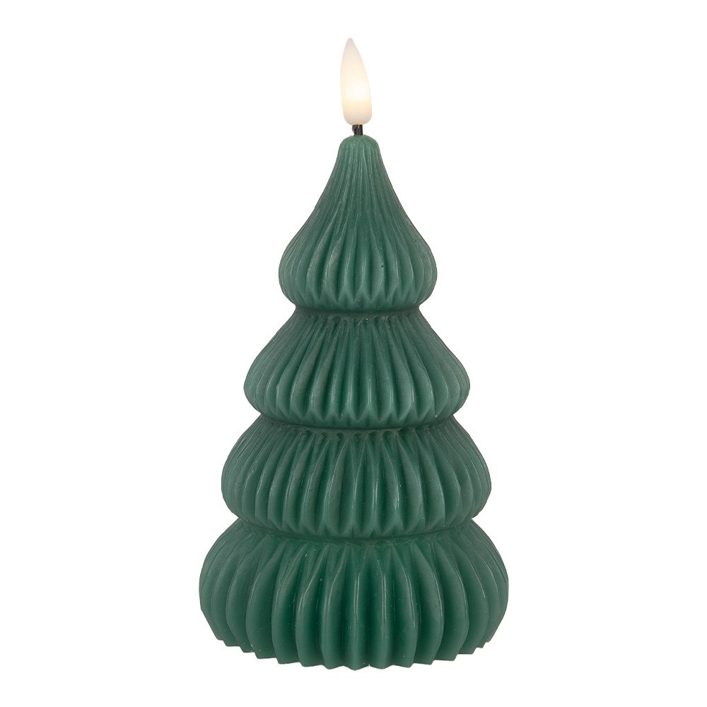 LED Kaars Kerstboom Ø 8x17 cm Groen Wax