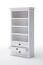 Boekenkast wit - 100bx40dx190 hoog - mahoniehout - 3 laden