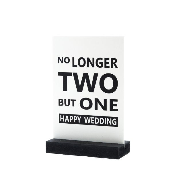 Decoplaatje - Happy Wedding - met houder