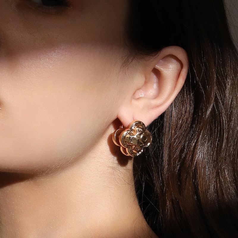 Signet-hoepeloorbellen – mode-sieraden – legering, Californisch goud – veilige scharniersluiting