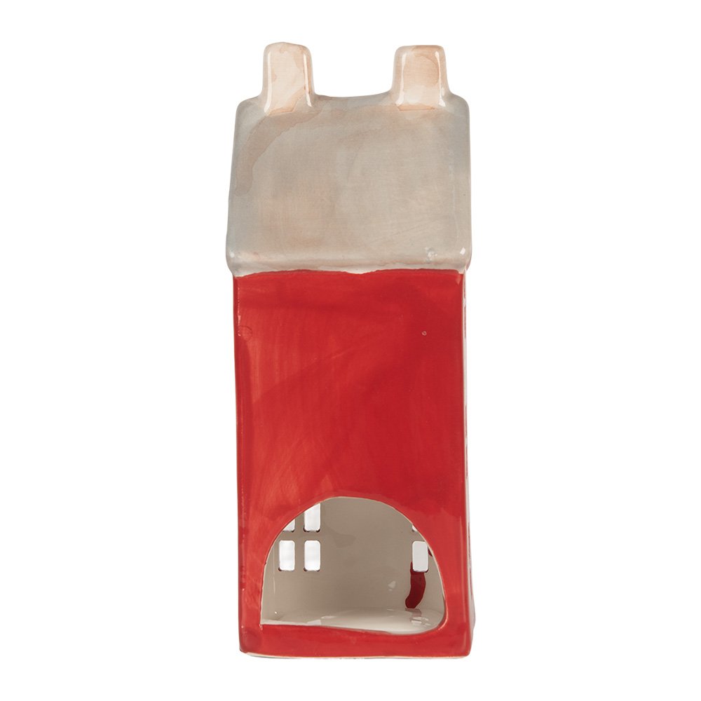 Waxinelichthouder Huis 7x7x18 cm Rood Keramiek
