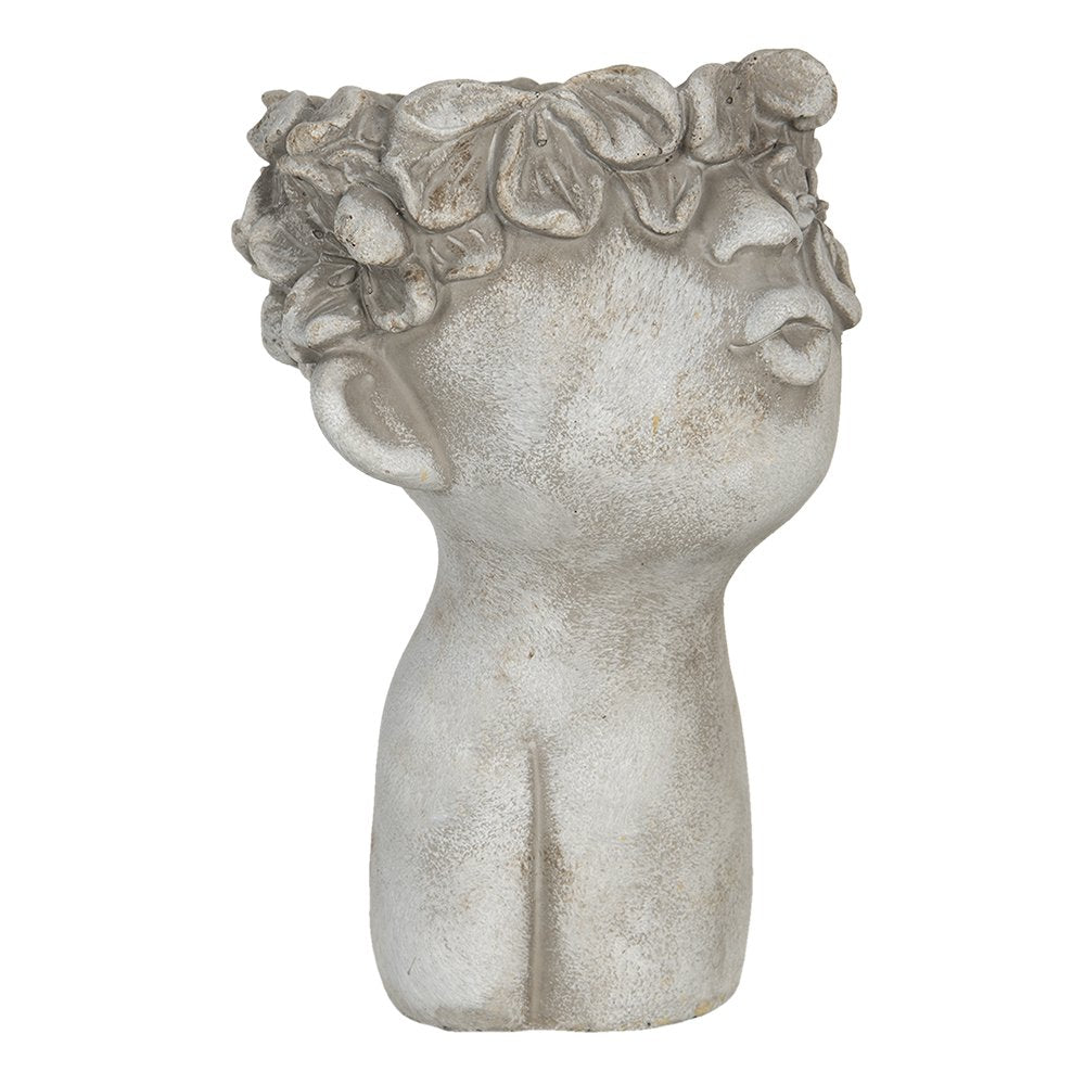 Bloempot 11x11x18 cm Grijs Steen Bloempot Binnen
