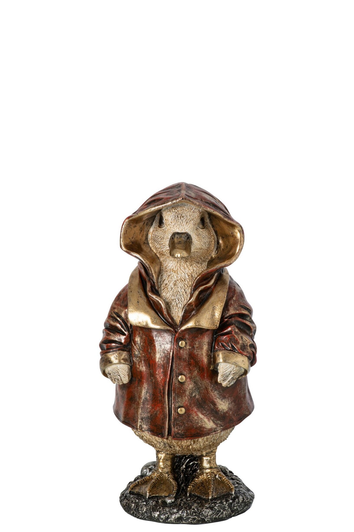 J-Line decoratie Eend - polyresin - koper - small