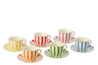J-Line kopje + schoteltje - porselein - mix - L - set van 6