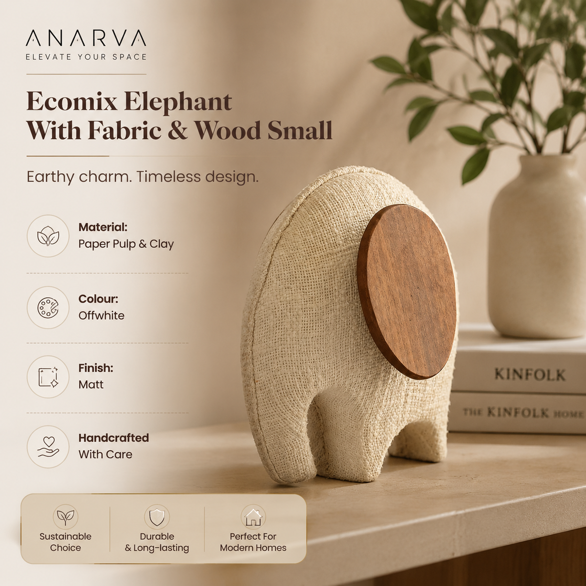 Anarva Kleine Ecomix Olifant – Milieuvriendelijk Decorbeeldje