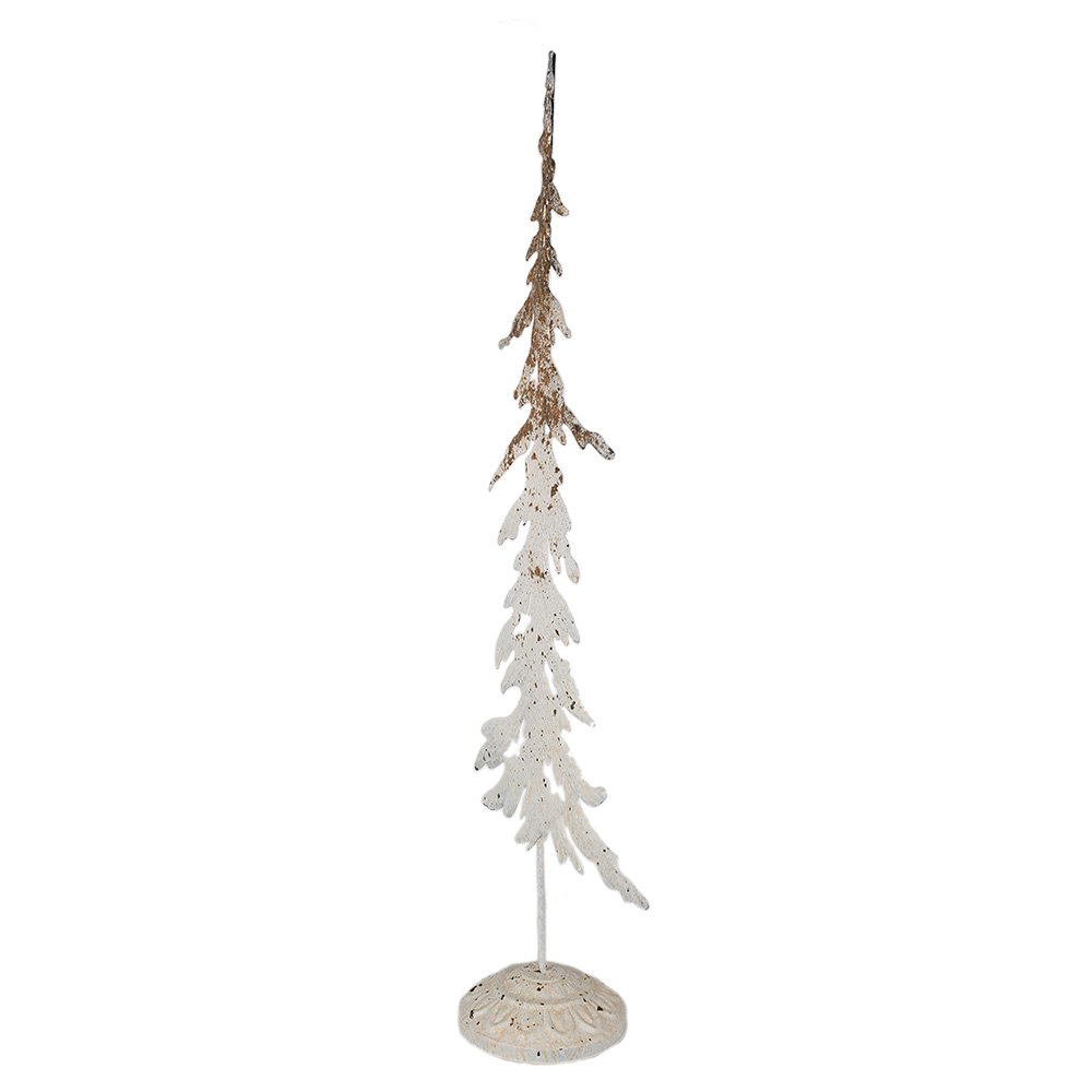 Decoratie Beeld Kerstboom 45 cm Wit Bruin Metaal