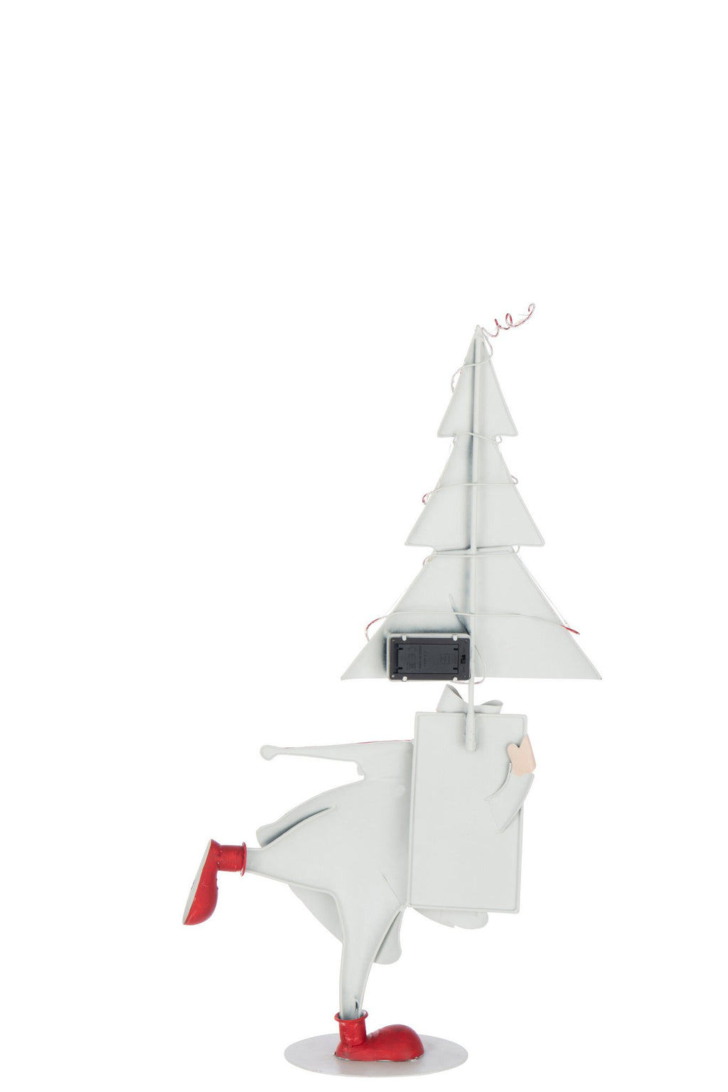 J-Line figuur Kerstman Boom - ijzer - kerstrood/wit - S - LED