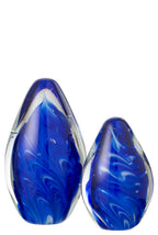 J-Line presse-papier Polypus Oval - verre - transparent/bleu - large