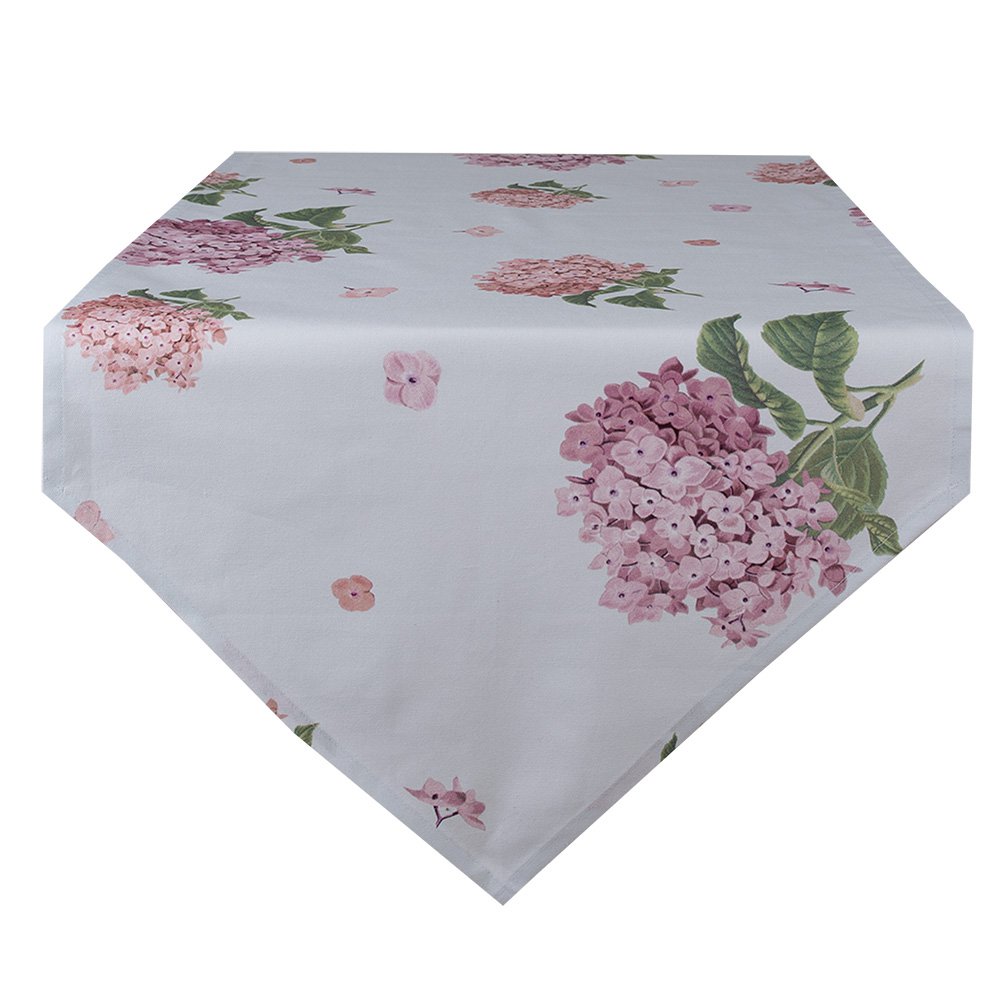 Tafelloper 50x160 cm Blauw Roze Katoen Hortensia