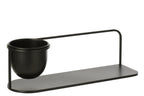 J-Line wandrek + bloempot - ijzer - zwart