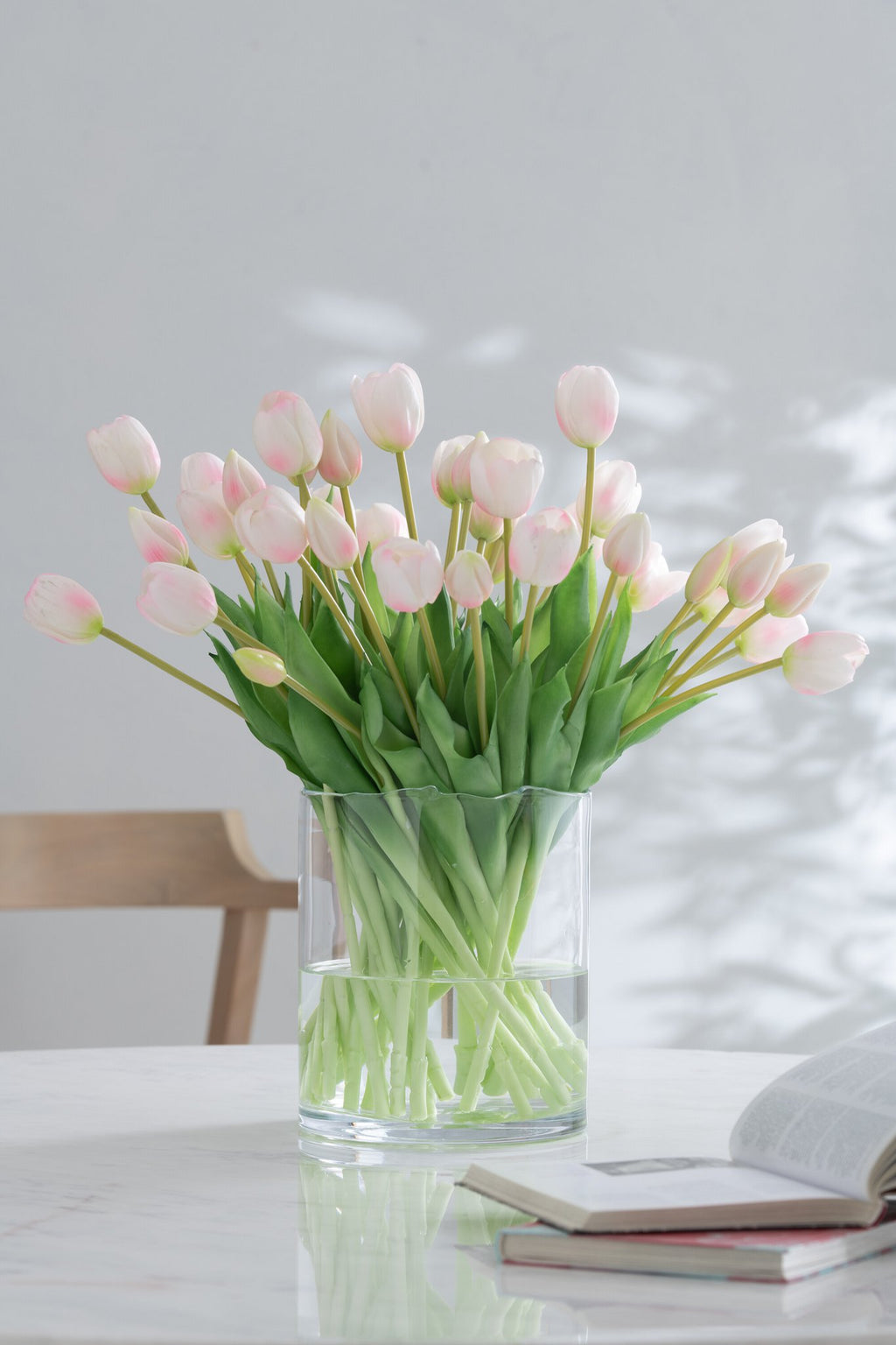 J-Line boeket Tulpen 7stuks - kunststof - lichtroze - small