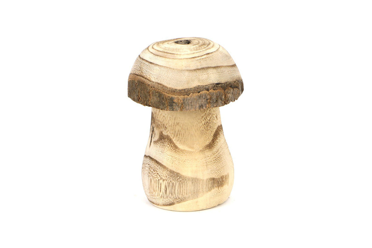 Paulownia houten paddenstoel 9x9x13cm bruin