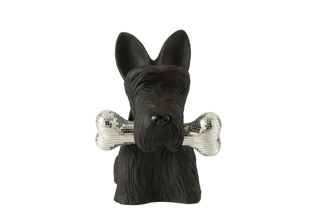 J-Line decoratie Schotse Terrier + Bot - polyresin - zwart