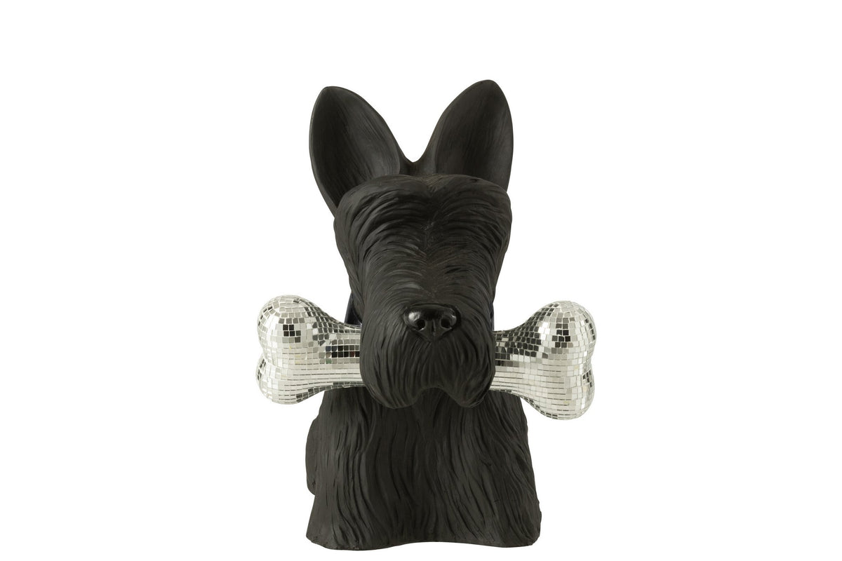 J-Line decoratie Schotse Terrier + Bot - polyresin - zwart
