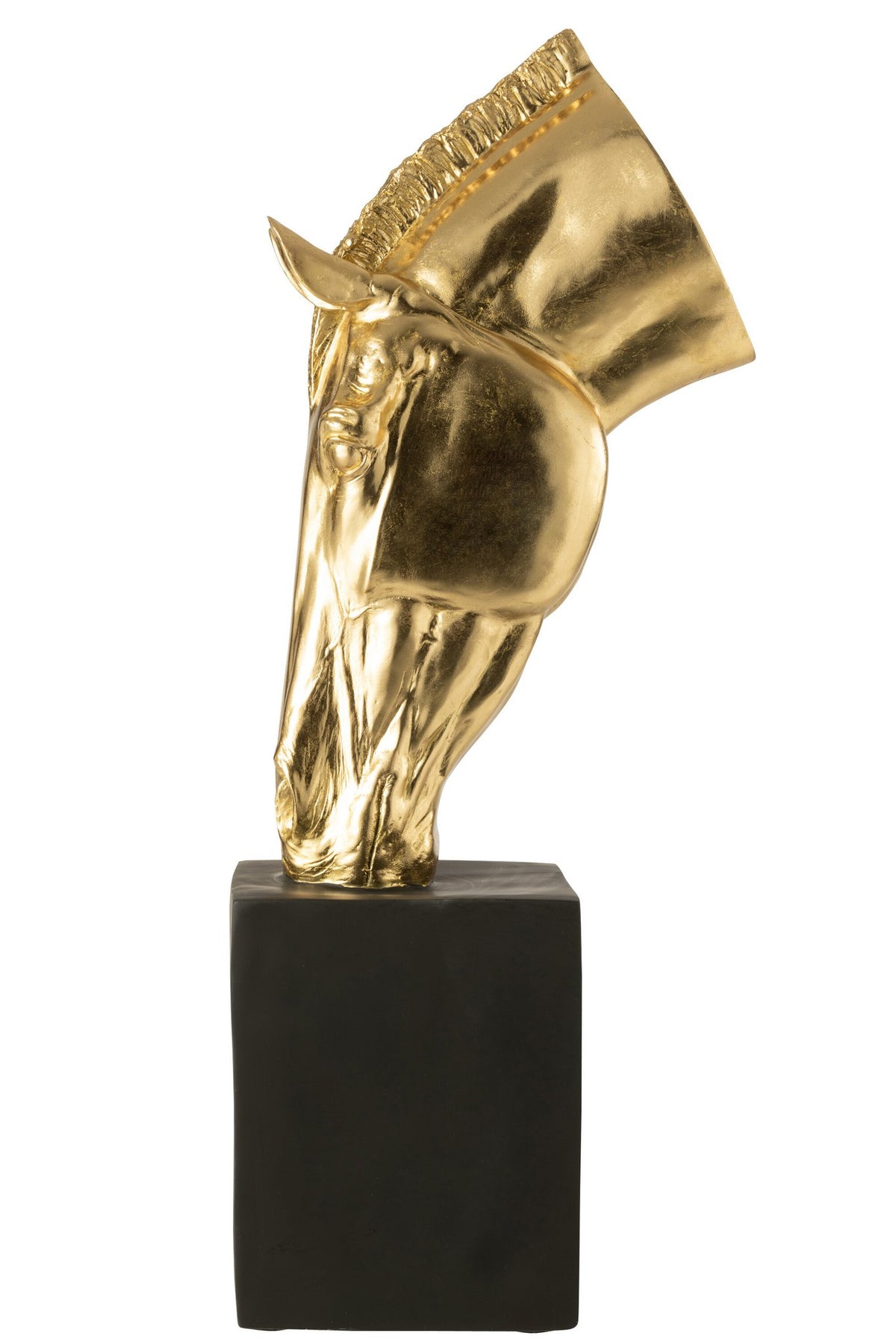 J-Line figuur Paard Op Voet Magnesiumoxide - goud/zwart - L