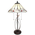 Tiffany Tafellamp Ø 39x69 cm Beige Glas Tiffany Bureaulamp