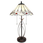 Tiffany Tafellamp Ø 39x69 cm Beige Glas Tiffany Bureaulamp