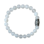 Heren armband witte Jade 8 mm met vlecht kraal