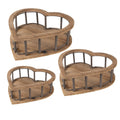Opbergmand Set van 3 Hart 33x33x10 Bruin Hout Mand