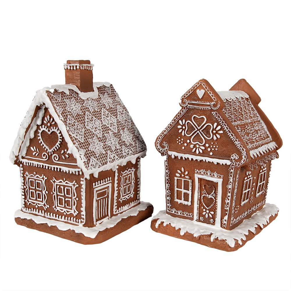 Gingerbread house met LED 17 cm Bruin Polyresin Peperkoekhuisje