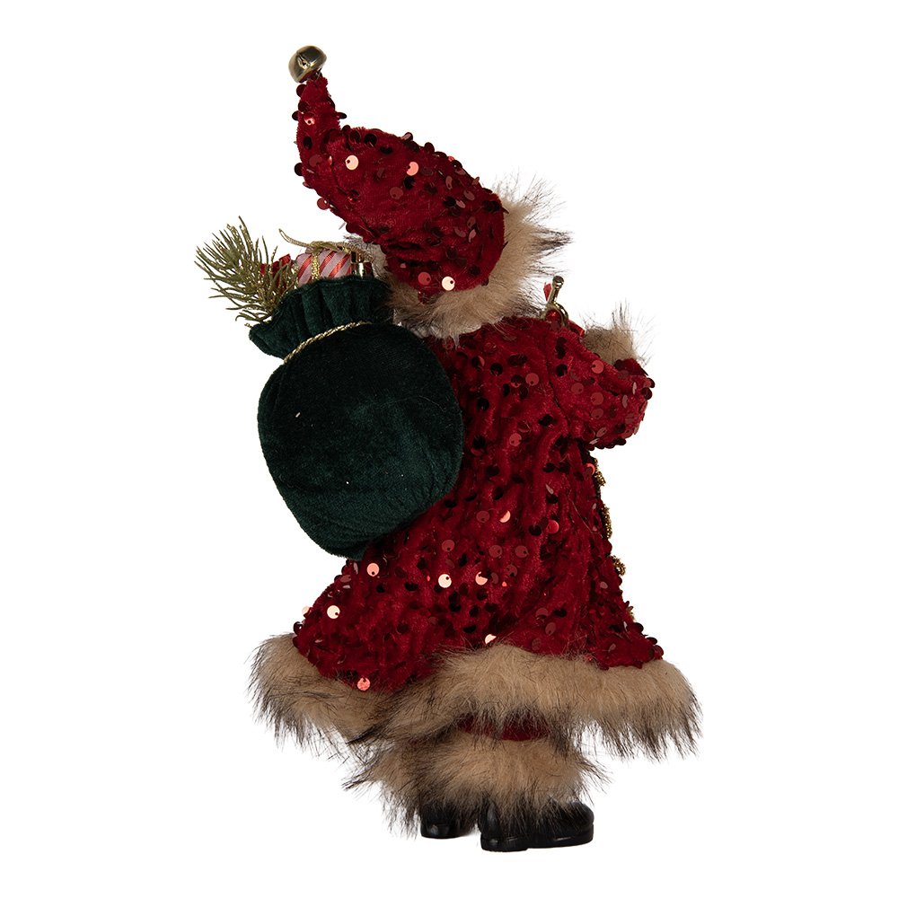 Kerstdecoratie Beeld Kerstman 16x12x31 cm Rood Textiel