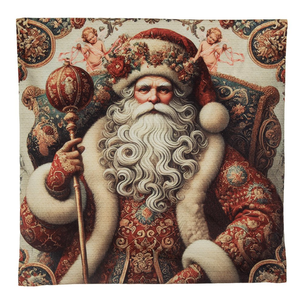 Sierkussen Beige Synthetisch Kerstman Kussenhoes met Kussenvulling