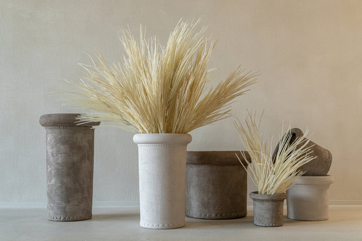 J-Line Bloempot - steengoed - wit - S
