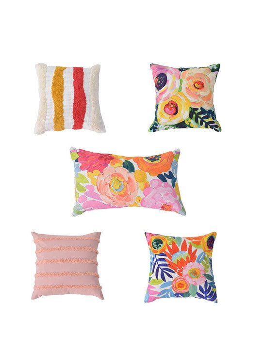 Set van 5 - Decoratieve kussenhoezen met botanisch patroon – Premium katoen – 40x40cm