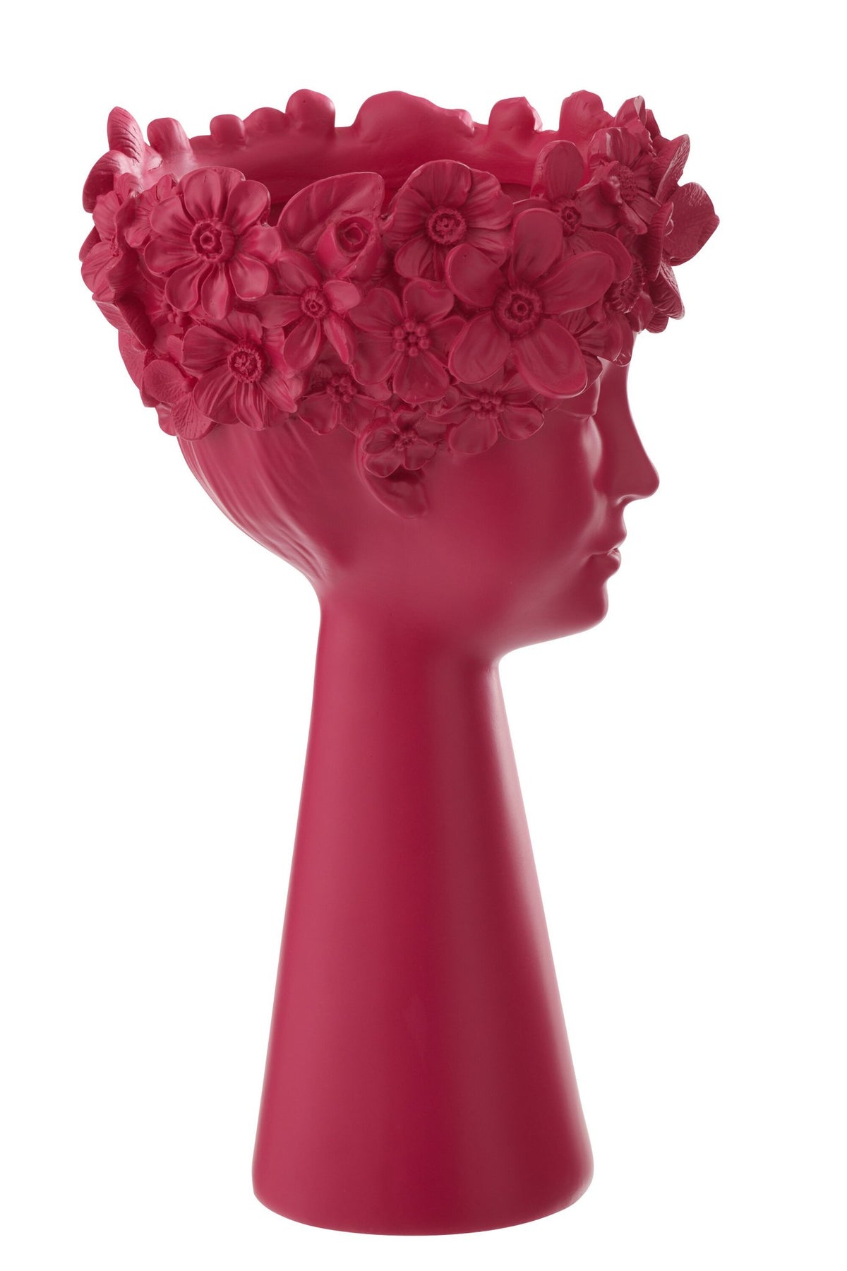 J-Line bloempot Hoofd - polyresin - fuchsia - L