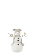 J-Line Sneeuwman Vogels Resine Wit/Grey Small