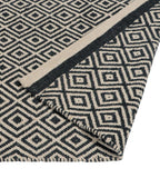 Vloerkleedloper van natuurlijk katoen – Handgeweven diamantontwerp – 60x152 cm (2x5 ft)