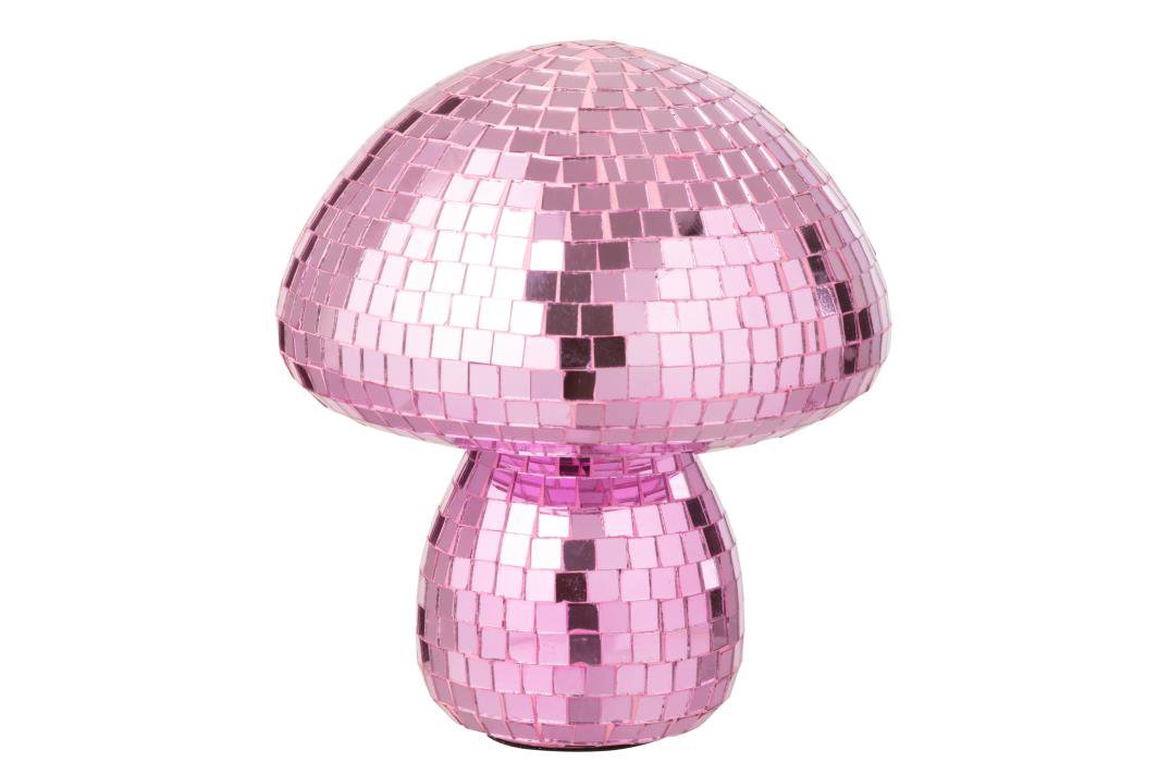 J-Line decoratie Paddenstoel Spiegel - glas - roze