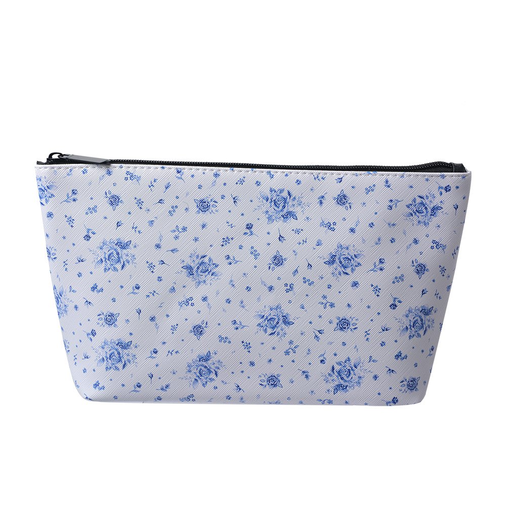 Toilettas Dames 26x6x16 cm Wit Blauw Kunststof Roosjes