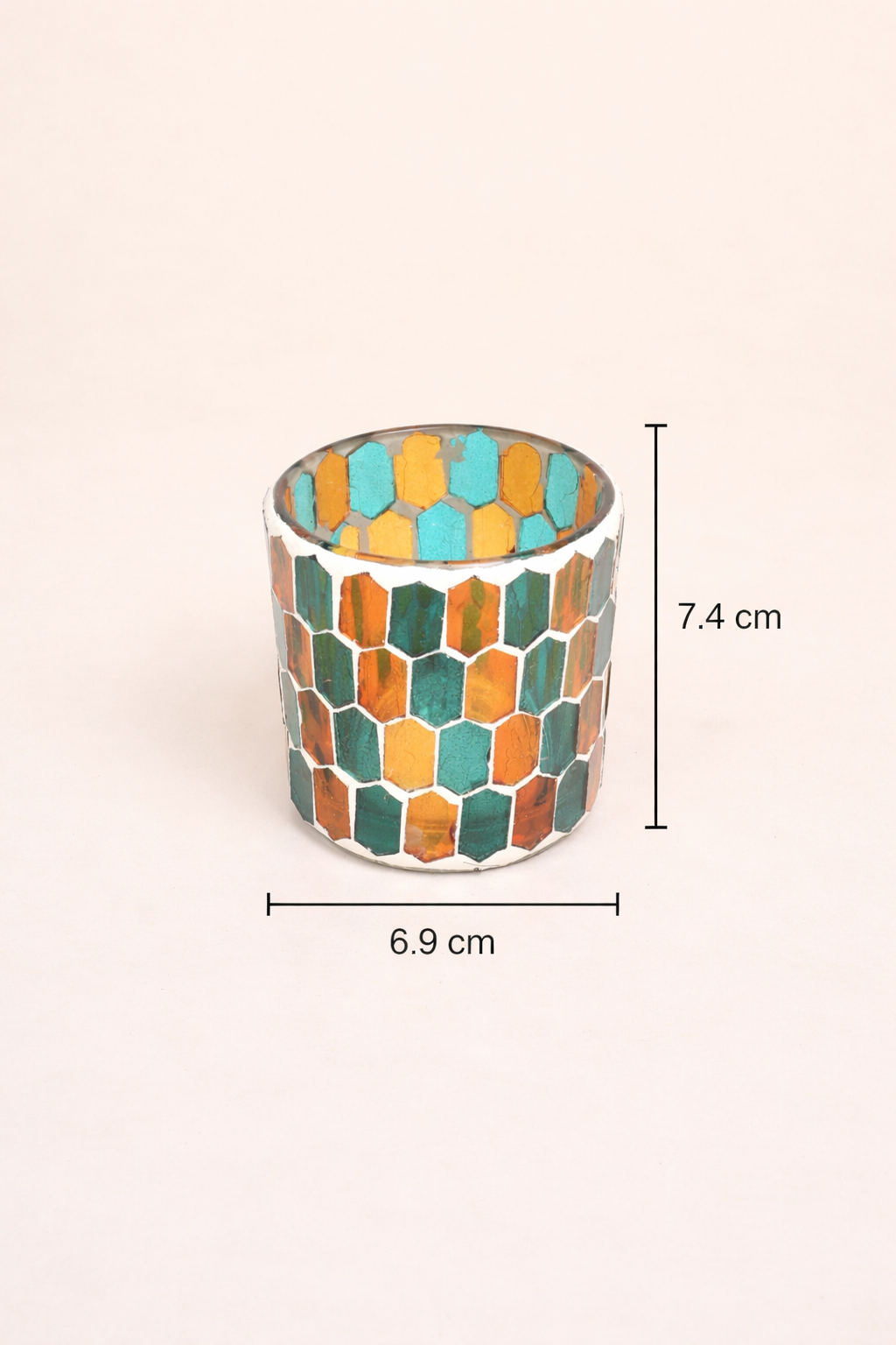Kaarshouder - Rond mozaïekglas - Handgemaakt decoraccent