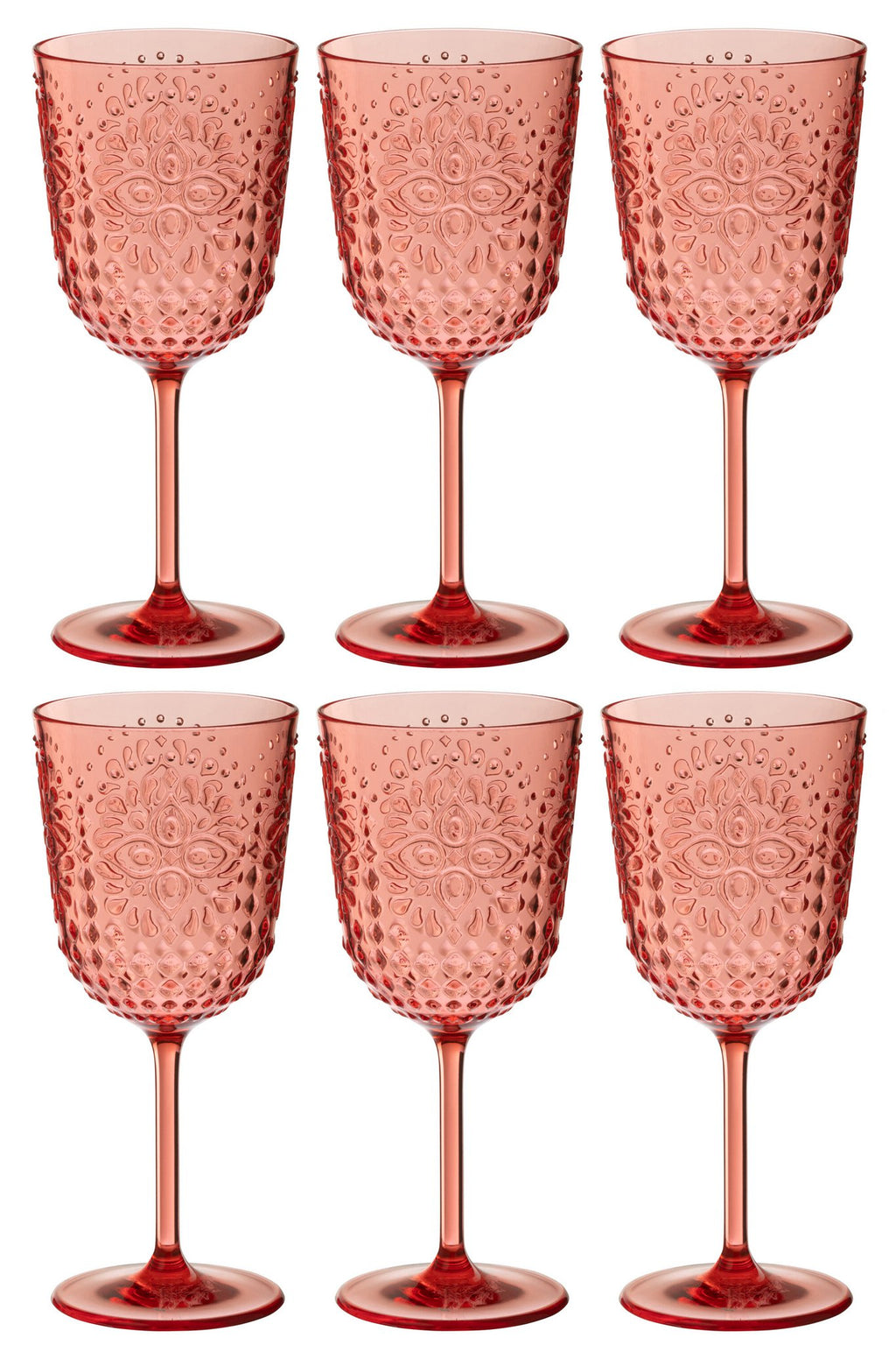 J-Line Doos 6 Wijnglazen Plastic Rood