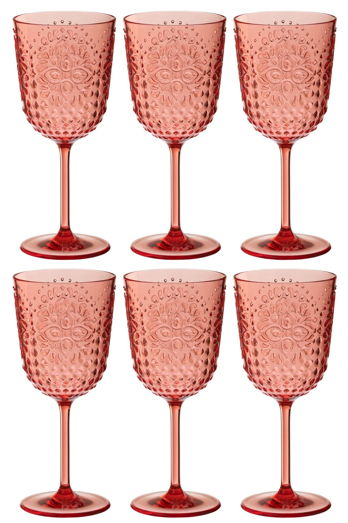 J-Line Doos 6 Wijnglazen Plastic Rood