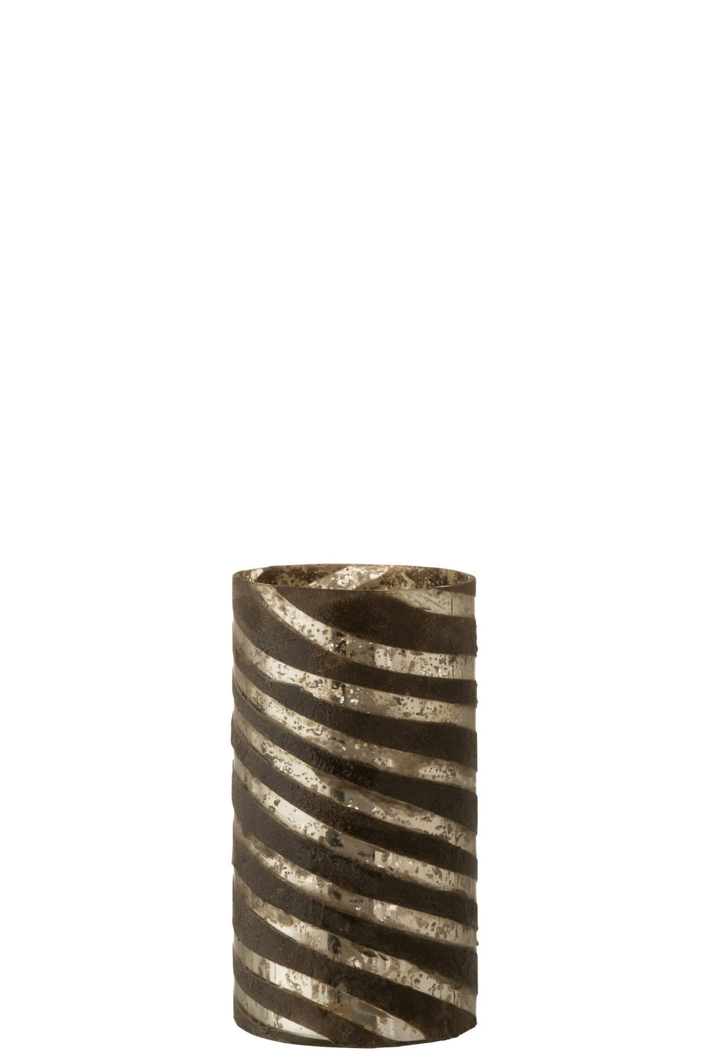 J-Line vaas Strepen Rond - glas - zilver - small - 28 cm hoog